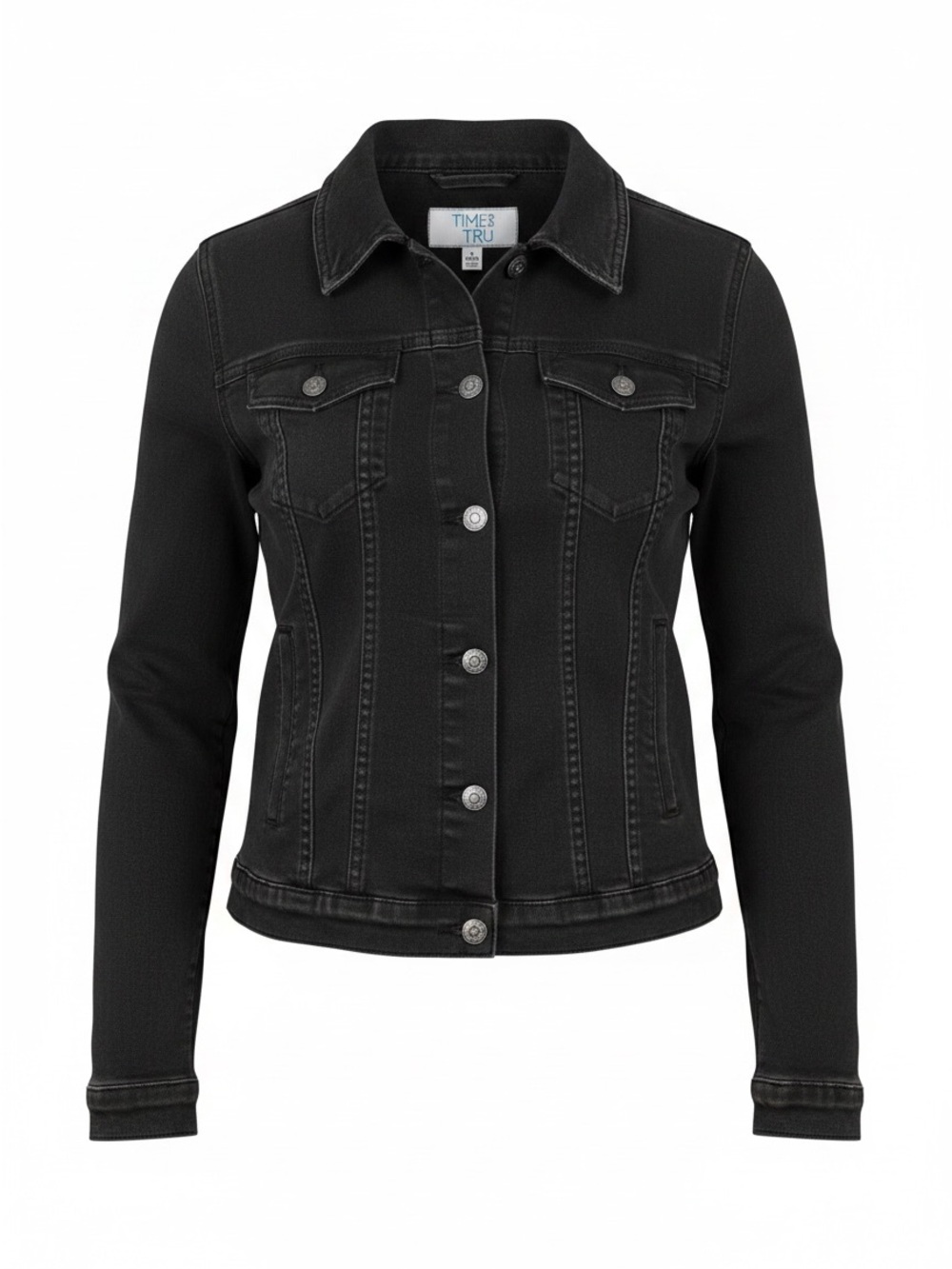 Time and Tru Black Women's Denim Button-Up Jacket